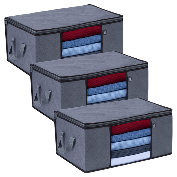 3-Pack Veno 13.3 Gallon Large Clothes Storage Bag Organizer
