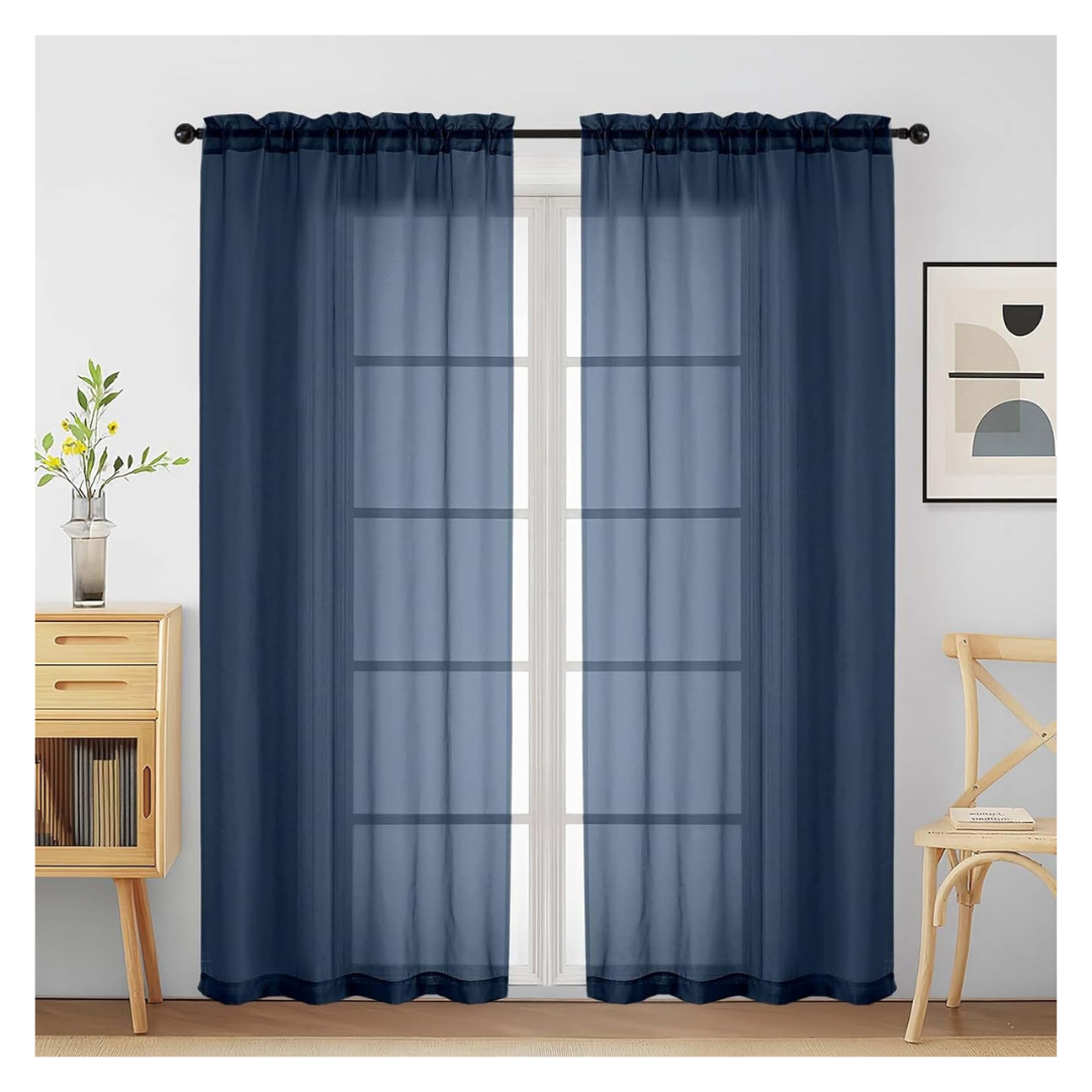 72" Soft 2-Panels Airy Modern Light Filtering Sheer Curtains Set