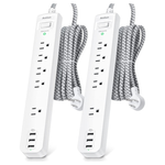 2-Pack Power Strip Surge Protector 5 Outlets 3 USB Charging Ports