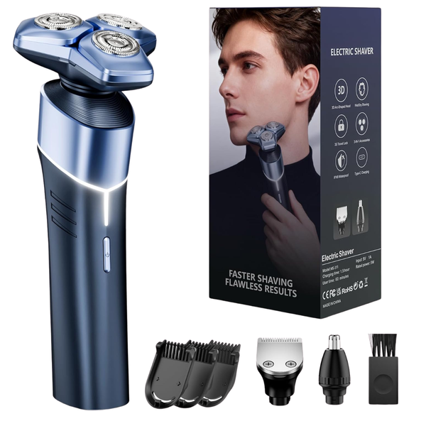 3-in-1 Electric Razor With Hair Clipper And Nose Trimmer