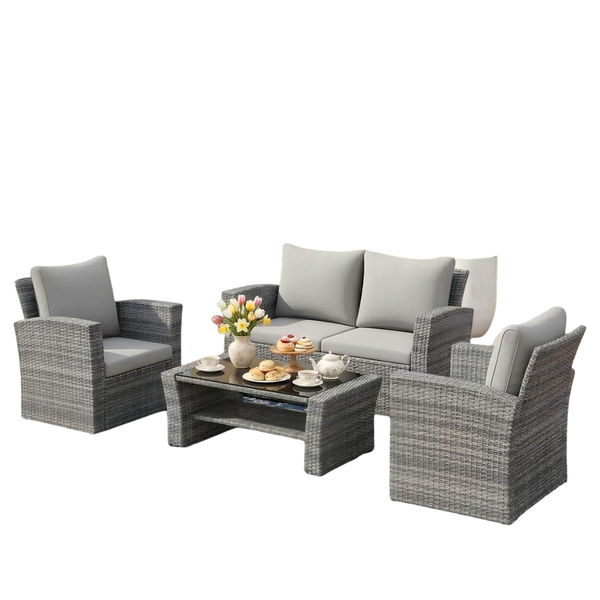 4-Piece Wisteria Lane Wicker Outdoor Patio Furniture Set