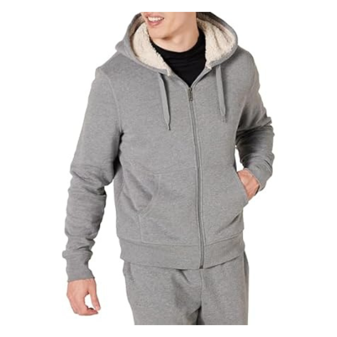 Amazon Essentials Men's Sherpa-Lined Full-Zip Fleece Hoodie