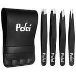 4-Piece Pefei Professional Stainless Steel Tweezer Set