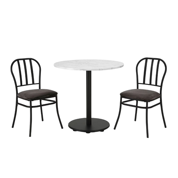 3-Piece Marble Table Top Indoor Dining Bistro Set