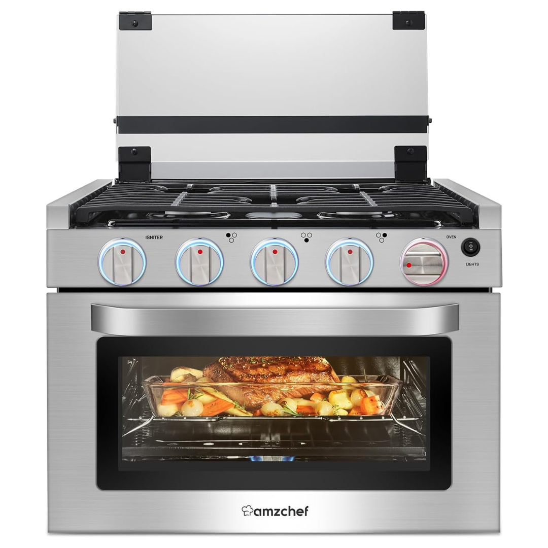 1.24 Cu.Ft Propane RV Gas Range Oven W/ 3 Burners Stove