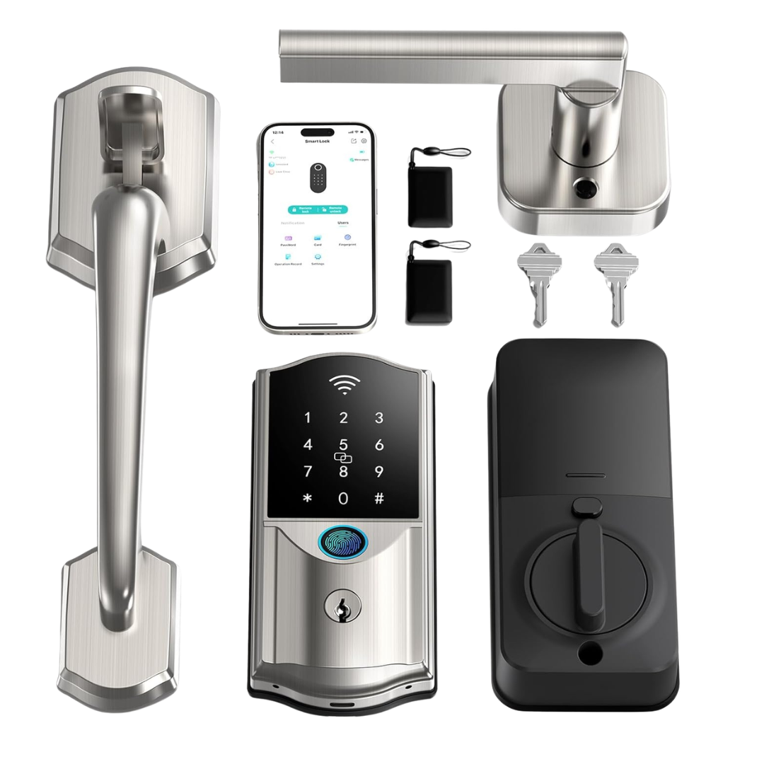 Fingerprint WiFi Smart Front Door Lock With Handle (Various)