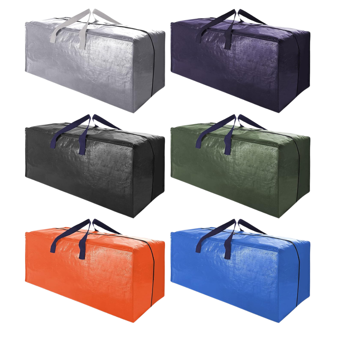 Set Of 6 Heavy Duty Extra Large Zippered Moving Bags W/ Straps