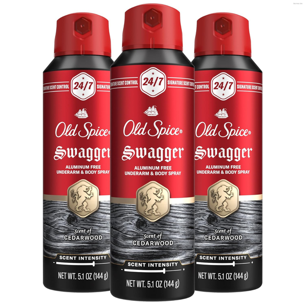 3-Pack 5.1oz Old Spice Aluminum Free Body Spray For Men (Swagger)