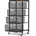 4-Tier Metal Craft Storage Organizer Rolling Cart W/ Drawers