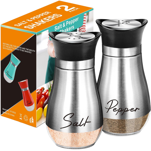4oz Salt and Pepper Shakers Set With Stainless Steel Lids