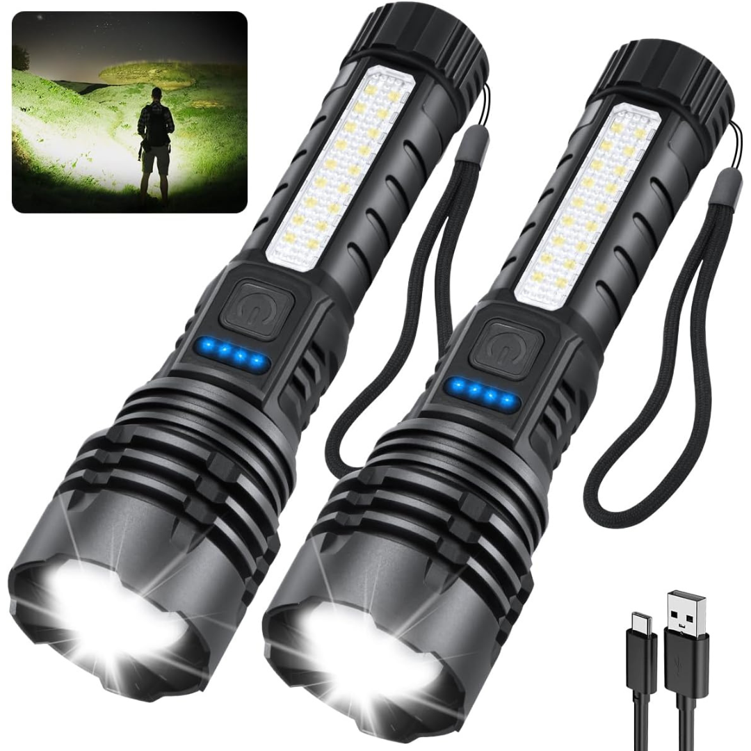 2-Pack High Powered 990000 Lumens Rechargeable Flash Light