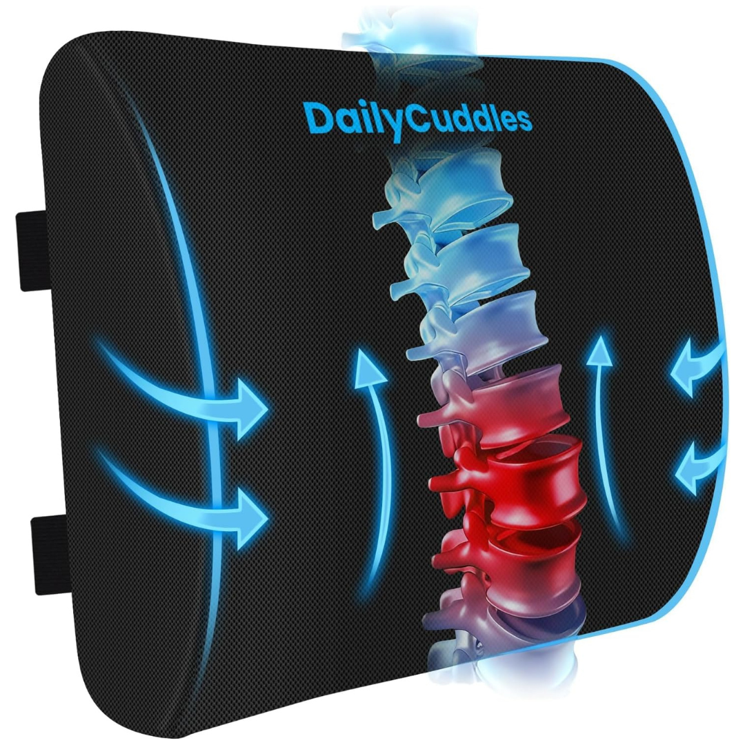 Memory Foam Lumbar Support Pillow with Adjustable Strap