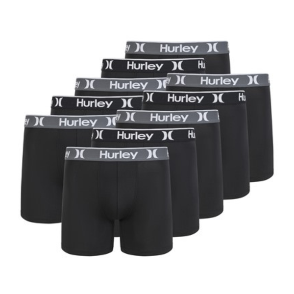 10-Pack Hurley Men's Solid Boxer Briefs (Various)