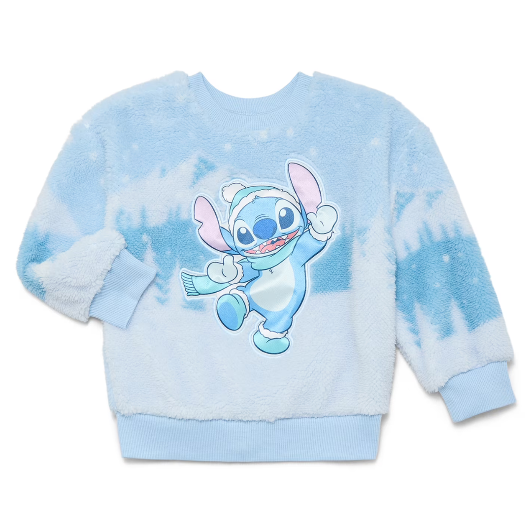 Lilo & Stitch Toddler Girls' Plush Faux Shearling Sweater