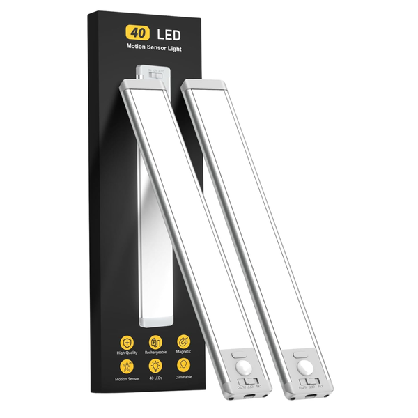 2-Pack 10" 40 LED Motion Sensor Magnetic Dimmable Closet Lights