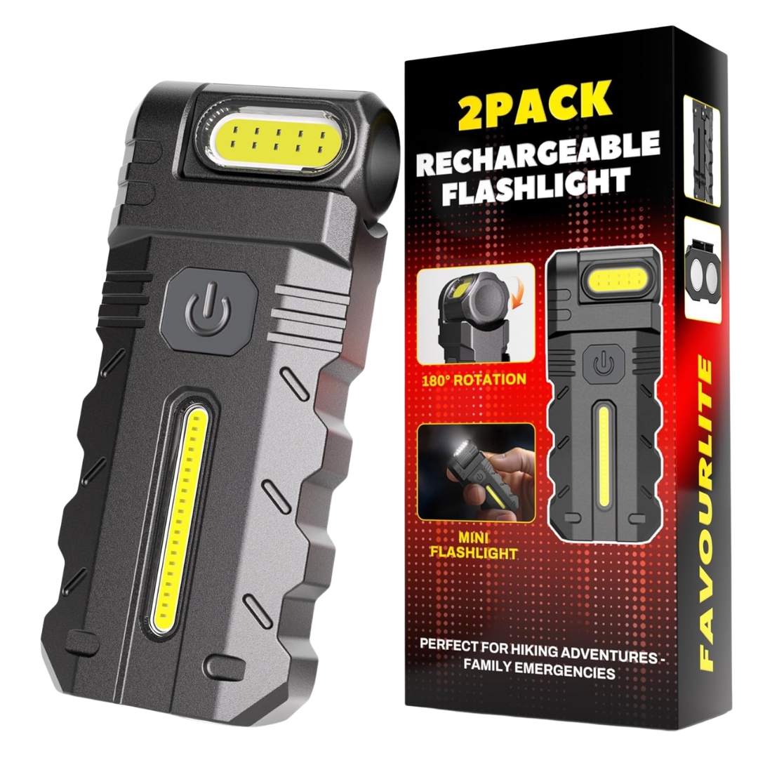 2-Pack Rechargeable 600 Lumens Magnetic LED Flashlight