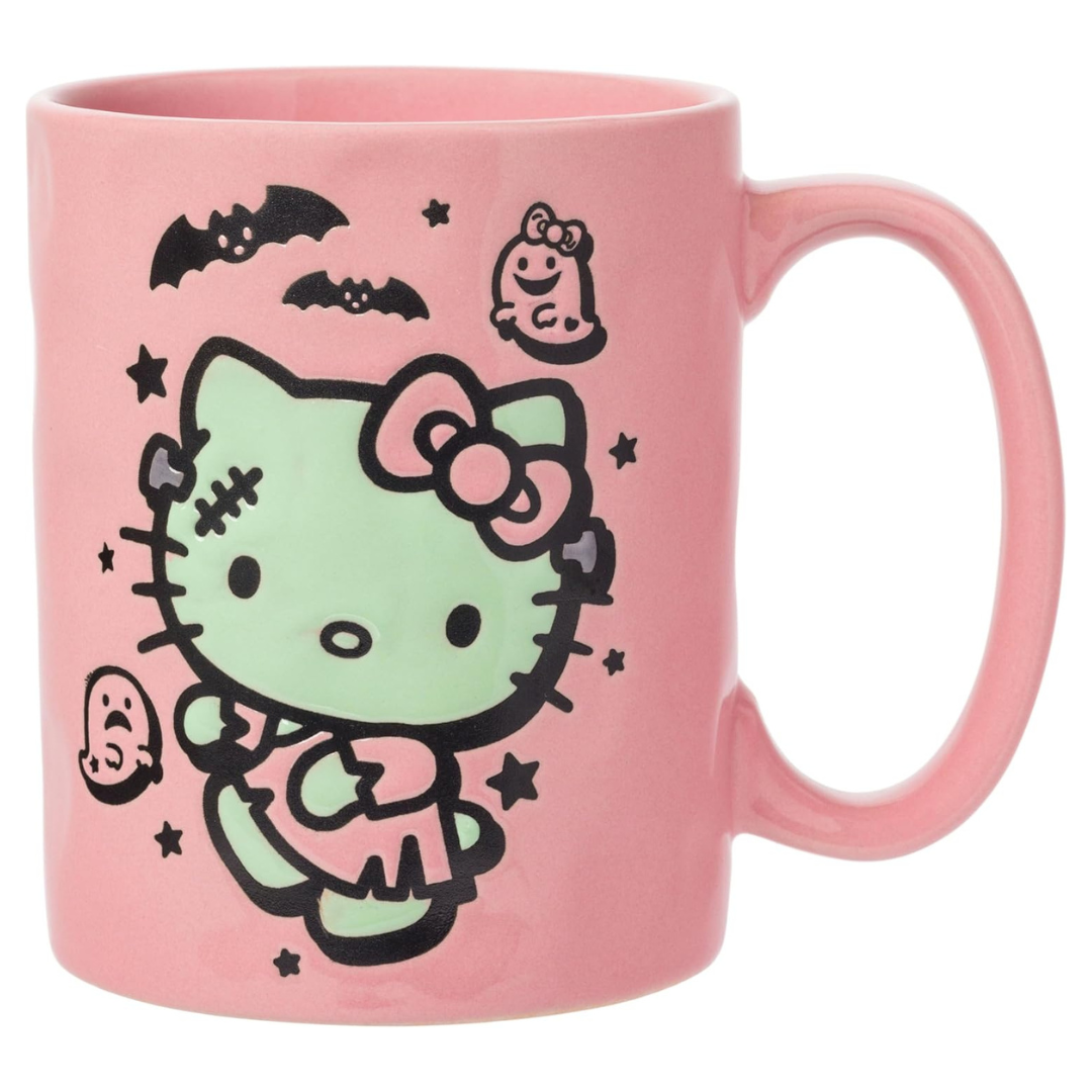 17-Oz Silver Buffalo Ceramic Pottery Mug (Sanrio Hello Kitty Halloween Frankenstein)