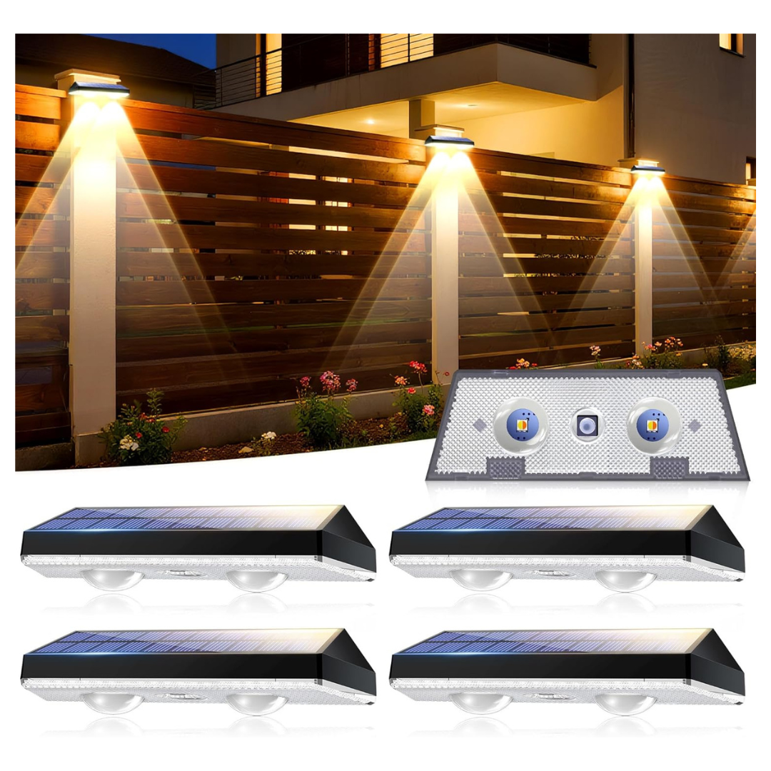 4-Pack Outdoor Solar Fence Lights