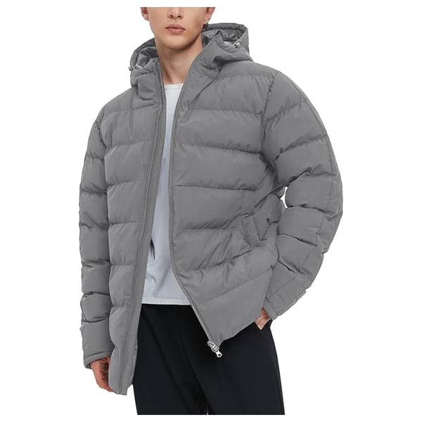 Flygo Men's Insulated Winter Waterproof Hooded Puffer Jacket