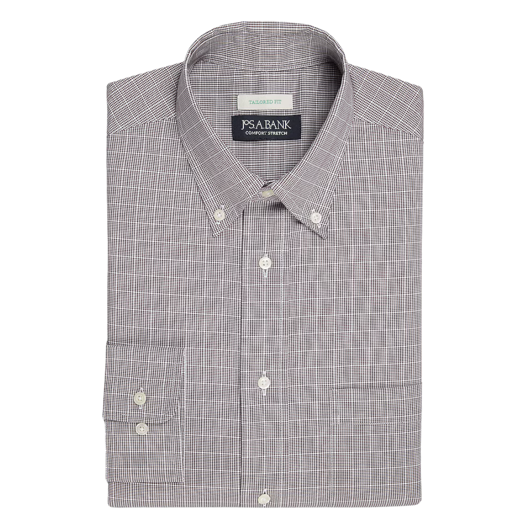 Jos. A. Bank Men's Tailored Fit Collar Glen Plaid Dress Shirt