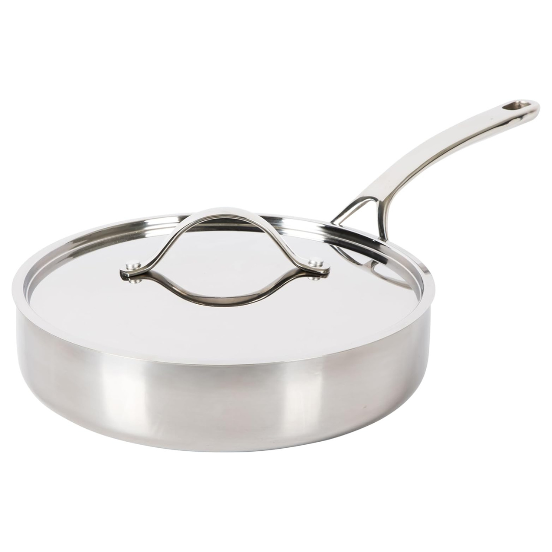 10" Triply Stainless Steel Non-Stick Frying Pan With Lid