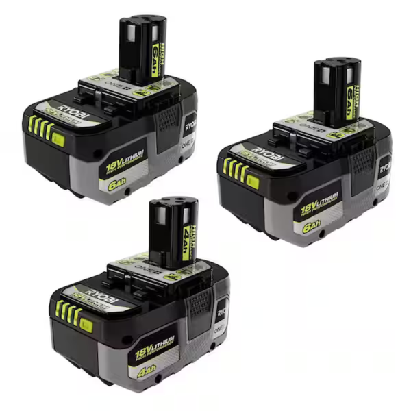 RYOBI ONE+ 18V Batteries: 2-Count 6Ah + 1-Count 4Ah Battery