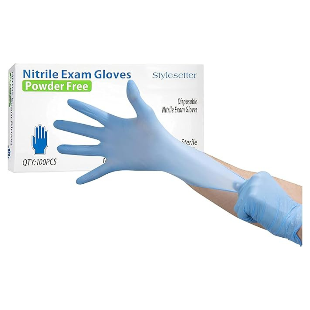 100-Pack Style Setter NuGard Powder-Free Nitrile Disposable Exam Gloves