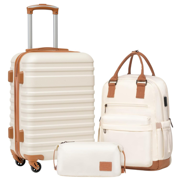 3-Piece Coolife Hardside Carry-On Luggage Set With TSA Lock