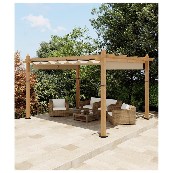 10' x 13' Outdoor Aluminum Faux Wood Grain Patio Pergola