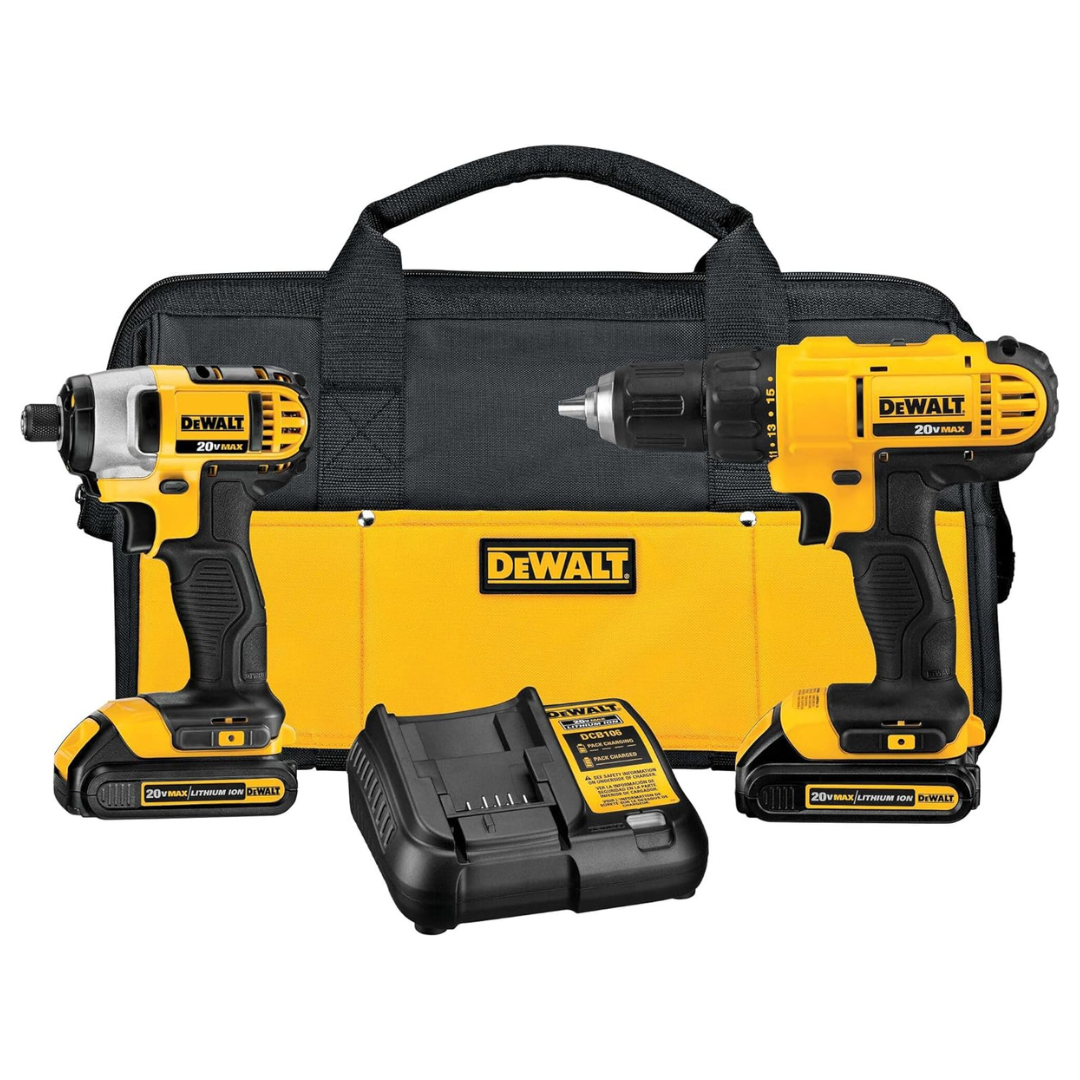 Dewalt 20V Cordless Drill & Impact Driver W/ 2 Batteries