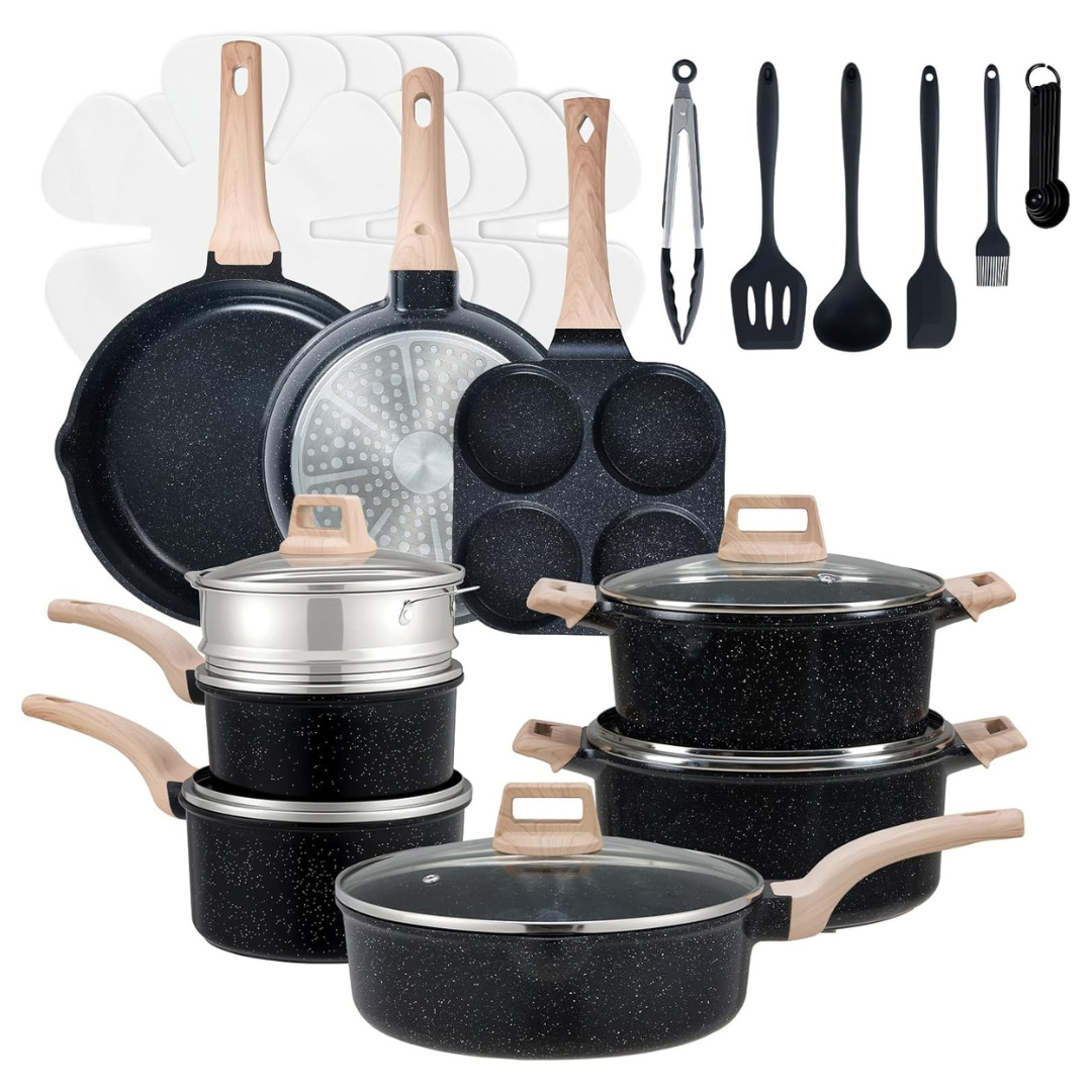 25-Piece Sweetcrispy Nonstick Induction Pots And Pans Set