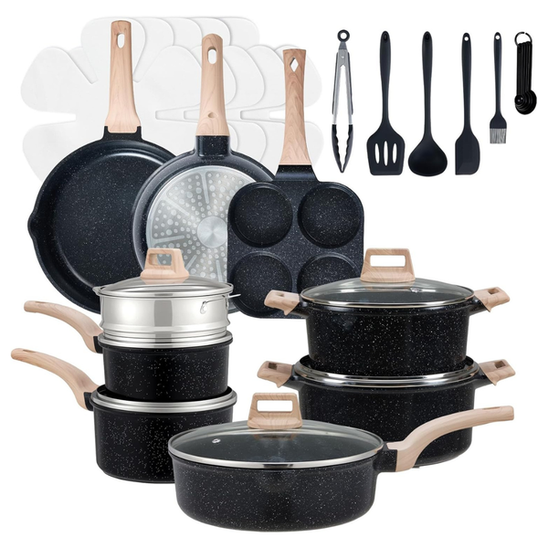 25-Piece Sweetcrispy Nonstick Induction Pots And Pans Set