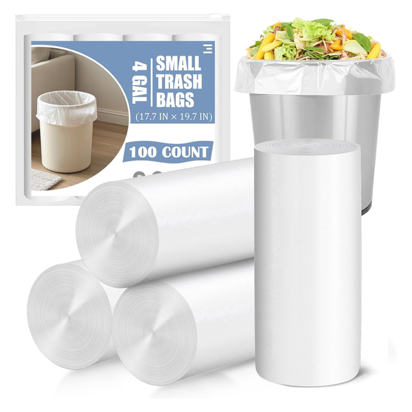 100-Count 4 Gallon Unscented Small Trash Bags