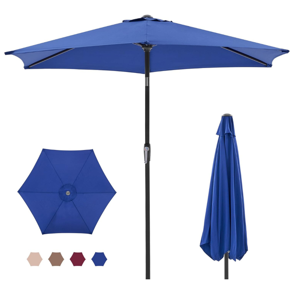 7.5ft 8-Ribs Patio Umbrella With Tilt And Crank Button (2 Colors)