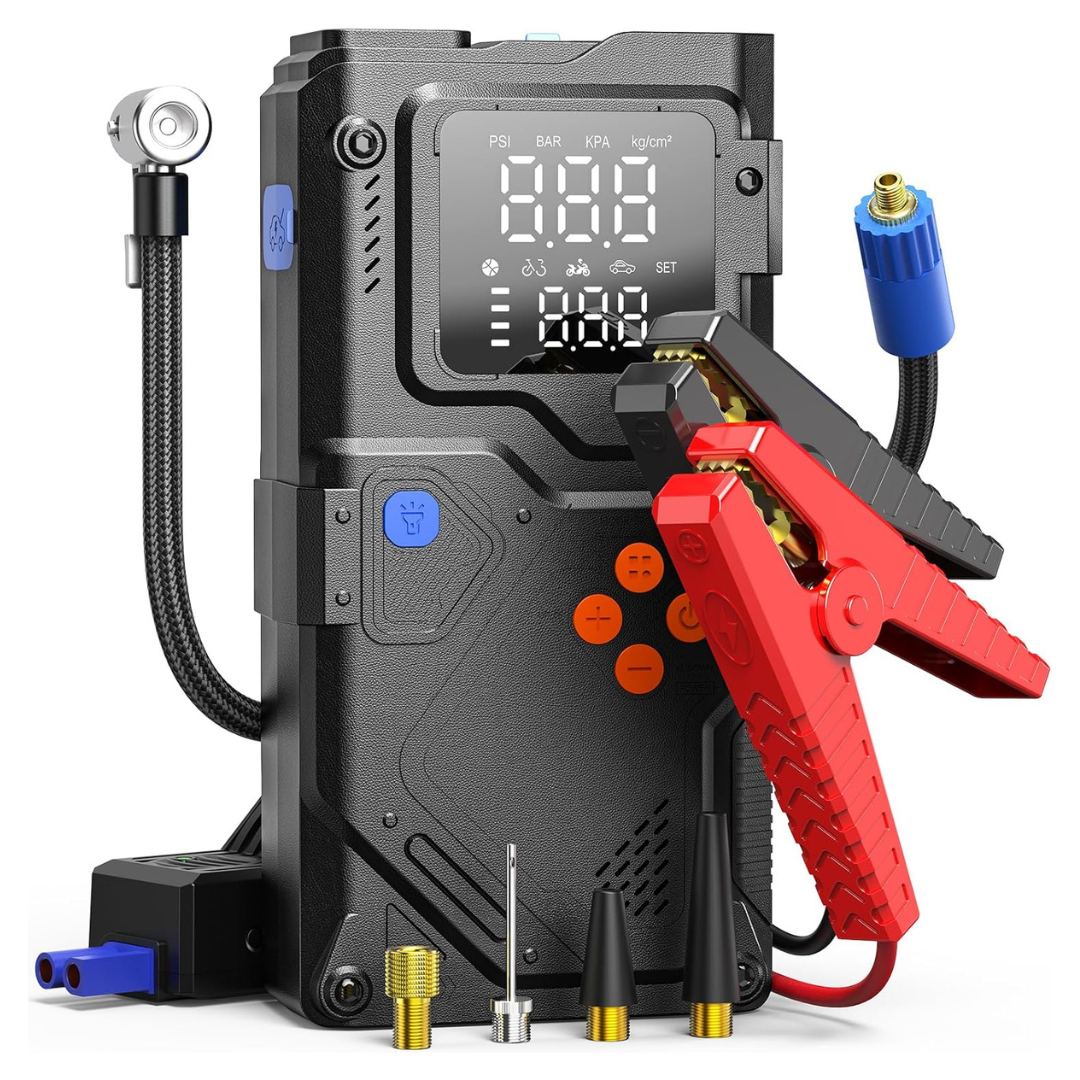 6000A Portable Car Jump Starter With Air Compressor