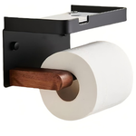 Black Wall-Mount Toilet Paper & Tissue Box Holder With Alloy Groove Rack