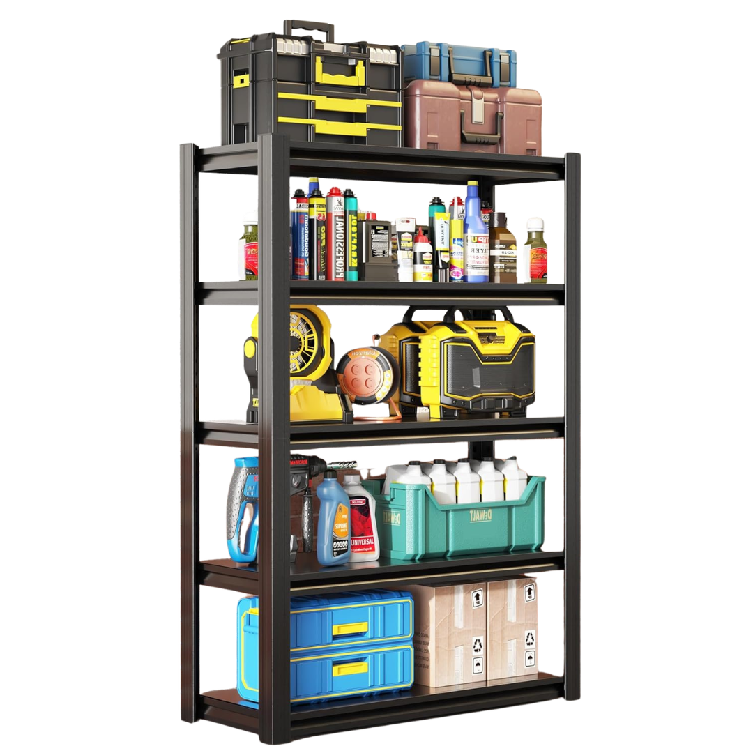 62" H 5-Tier Metal Heavy-Duty Garage Shelves Storage Rack