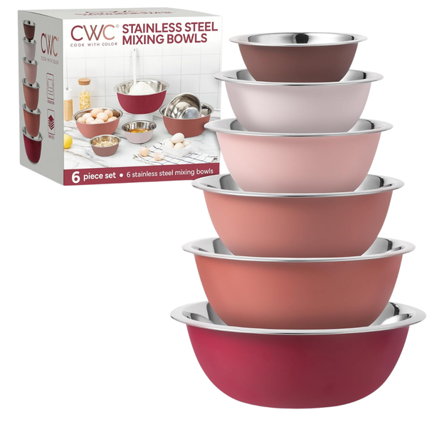 6-Piece Stainless Steel Nesting Mixing Bowls Set