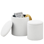 Set of 2 Round Boucle Storage Ottoman Foot Stools