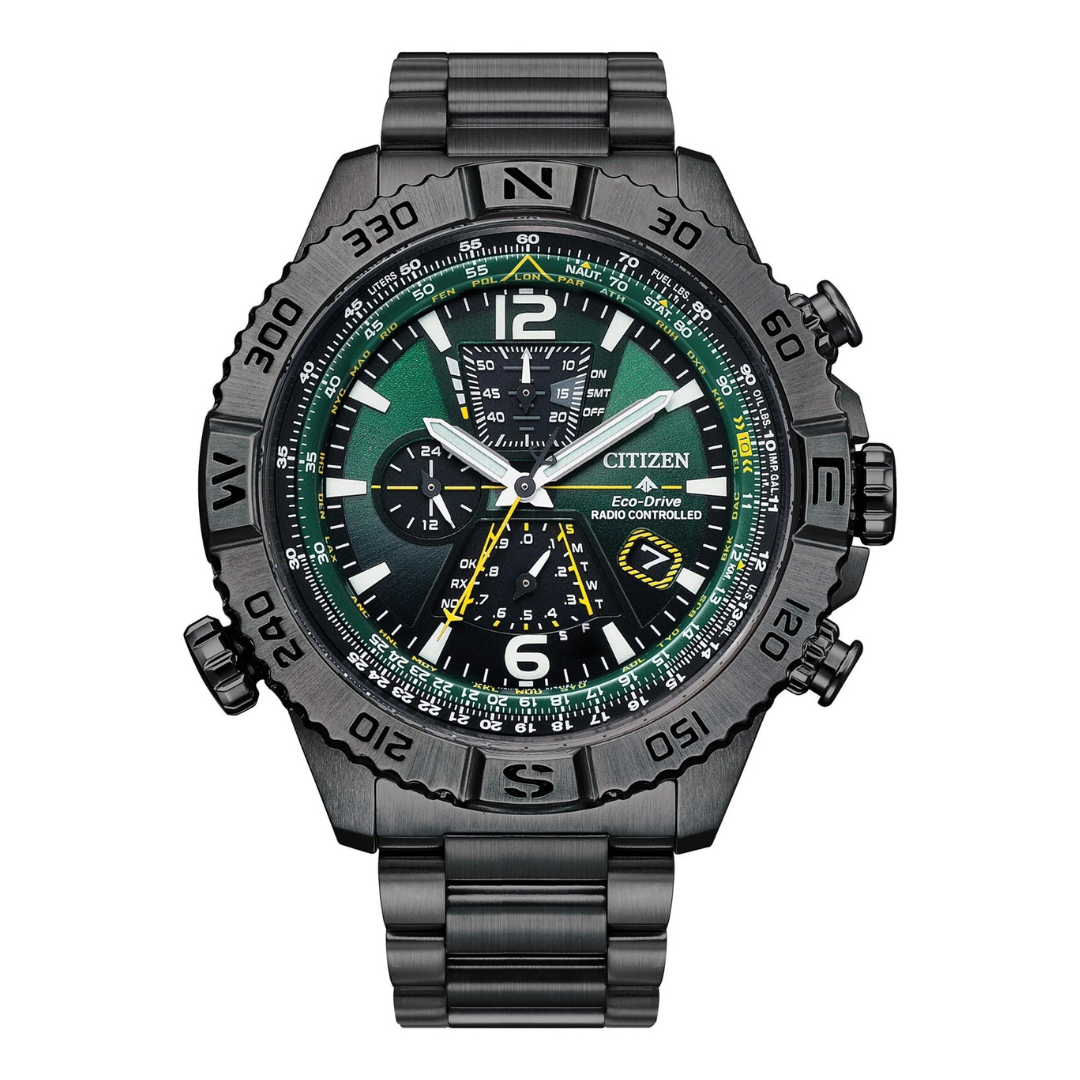 Citizen Men's Eco-Drive Promaster Navihawk A-T Green Dial Watch [Certified Refurb]