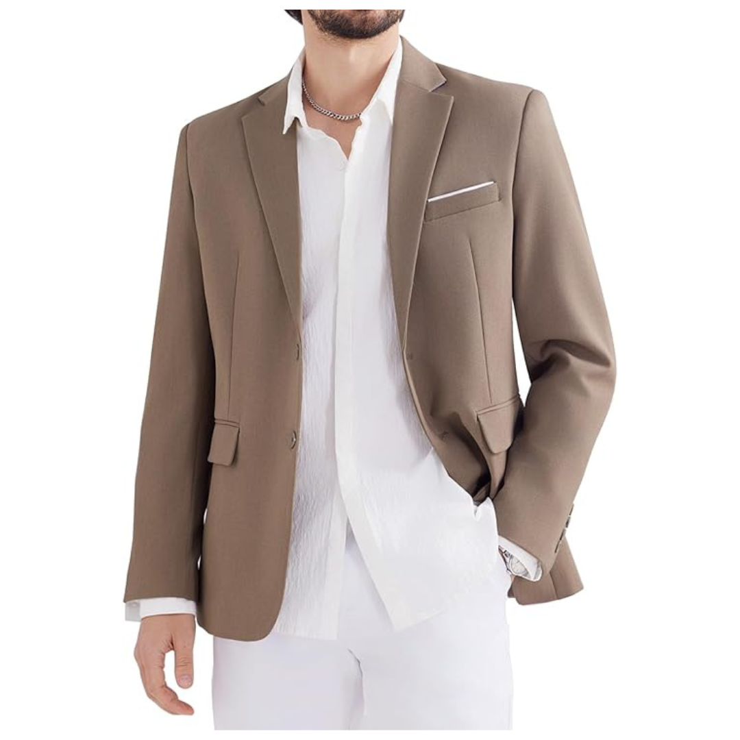 Men's Two Button Solid Color Casual Suit Jacket