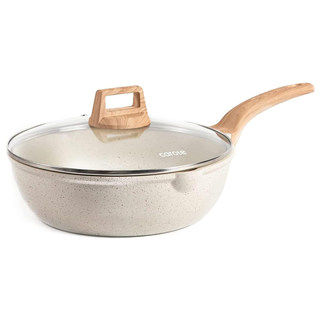 12" Carote 5.5 Qt Nonstick Jumbo Deep Frying Pan With Lid