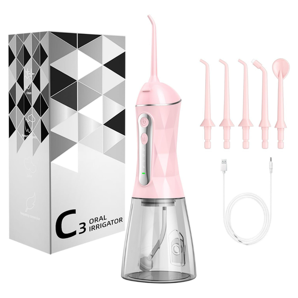Molux Rechargeable Cordless 320ML Water Dental Flosser (Pink)