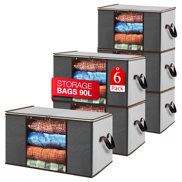 6-Pack Large 90L Collapsible Organizers