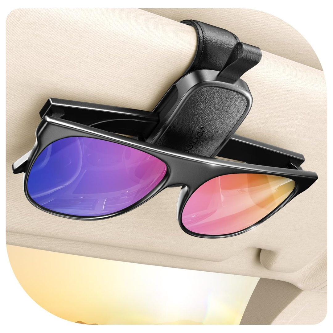 Joyroom Magnetic Leather Universal Car Visor Sunglasses Holder