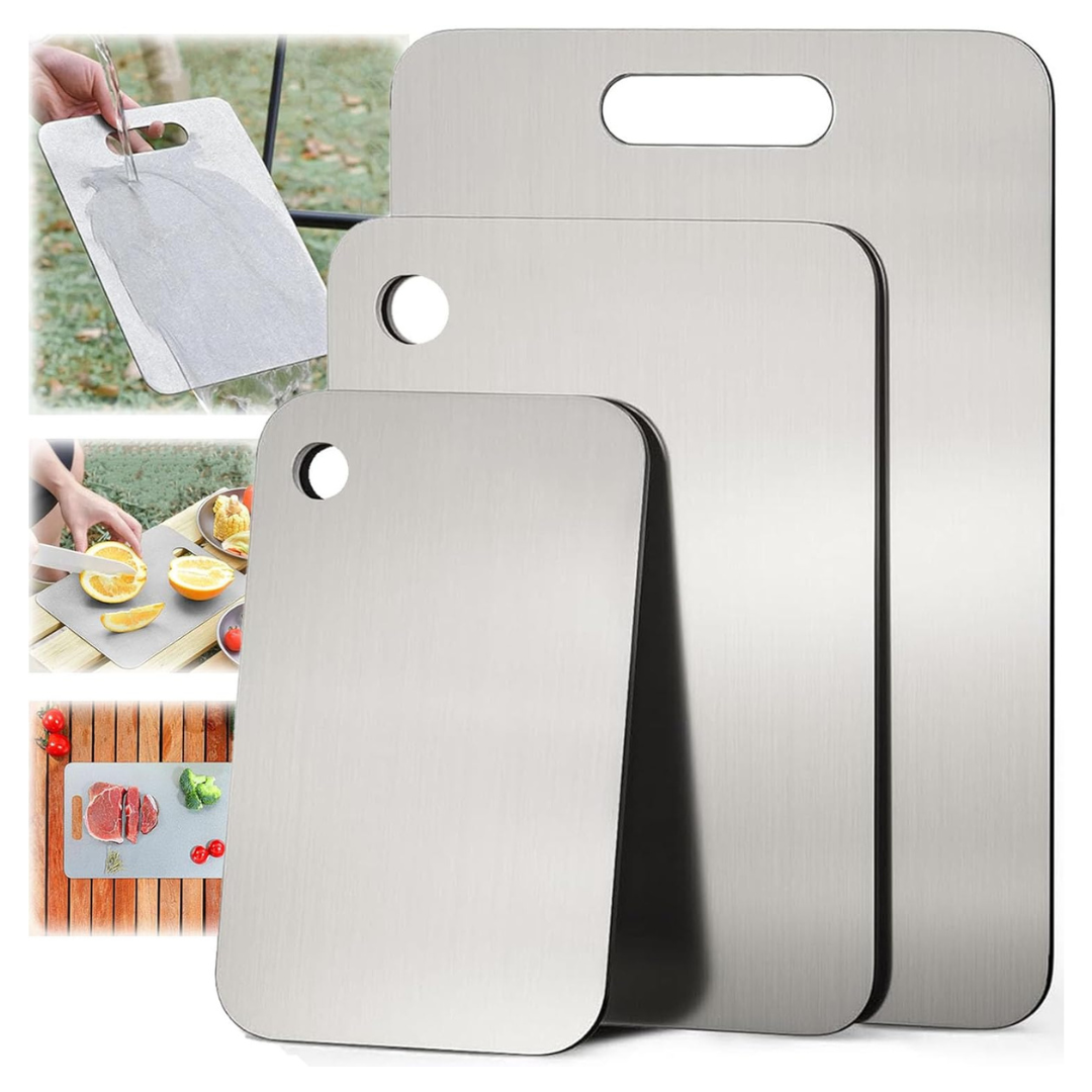 Set of 3 Double-Sided Titanium Cutting Boards