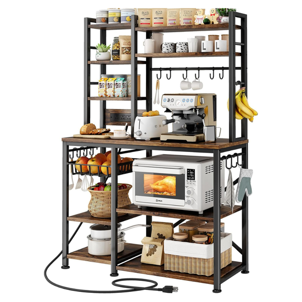 Standing Baker's Racks With Power Outlet & 14 Hooks
