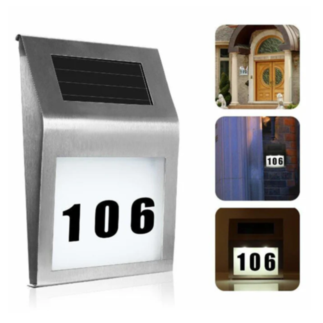 Solar LED Address Sign House Number Light With White LEDs