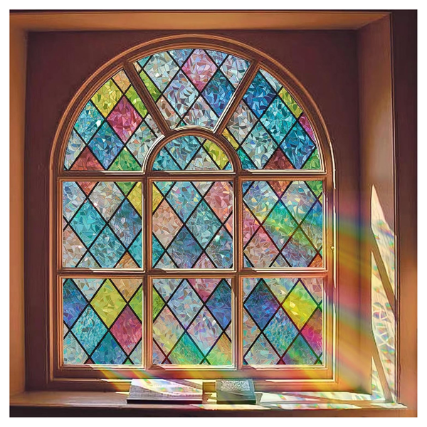 17.5" x 78.7" Static Cling Stained Glass Window Privacy Film