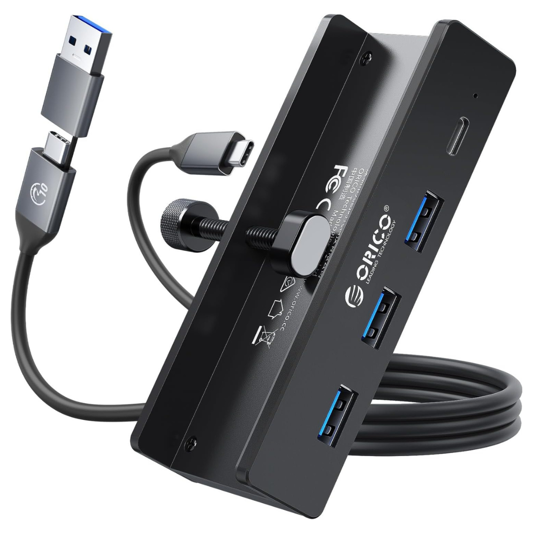 ORICO Desk-Mount 3-Port USB-A / 1-Port USB-C 3.0 Hub